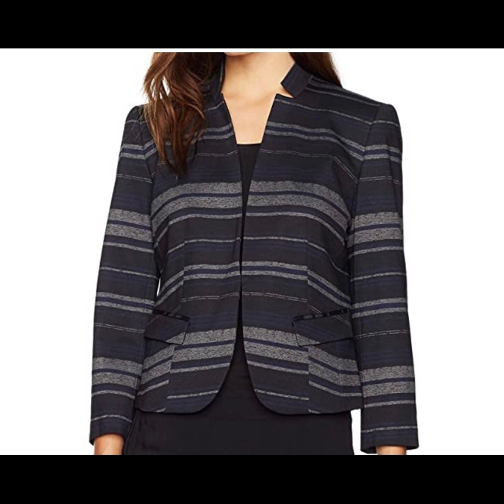 Nine West Striped Ponte Kiss Front Jacket - NWT